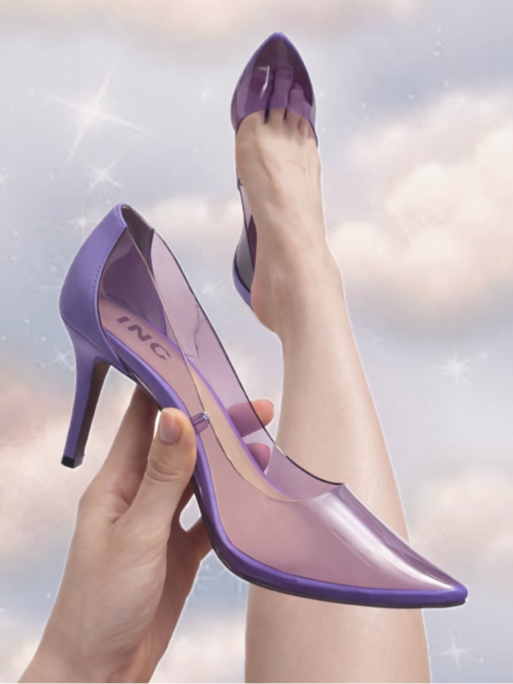 ✨ Y2K Clear Lavender Heels 💜